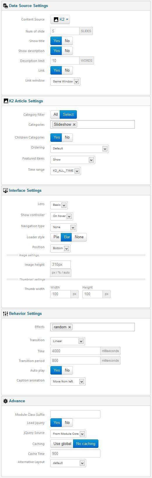 xpert slider settings