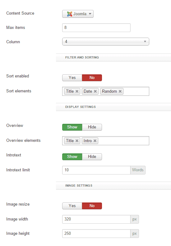 Xpert Gallery settings