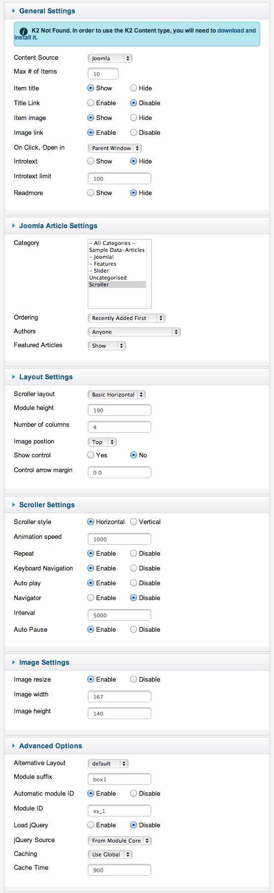 xpert slider settings