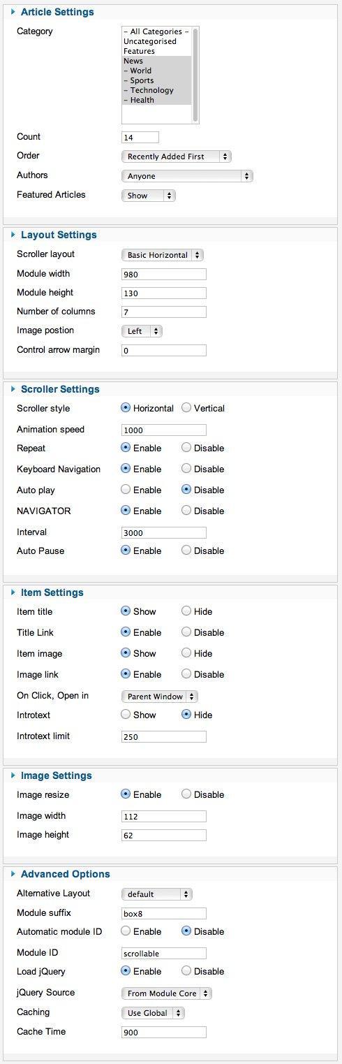 xpertscroller settings