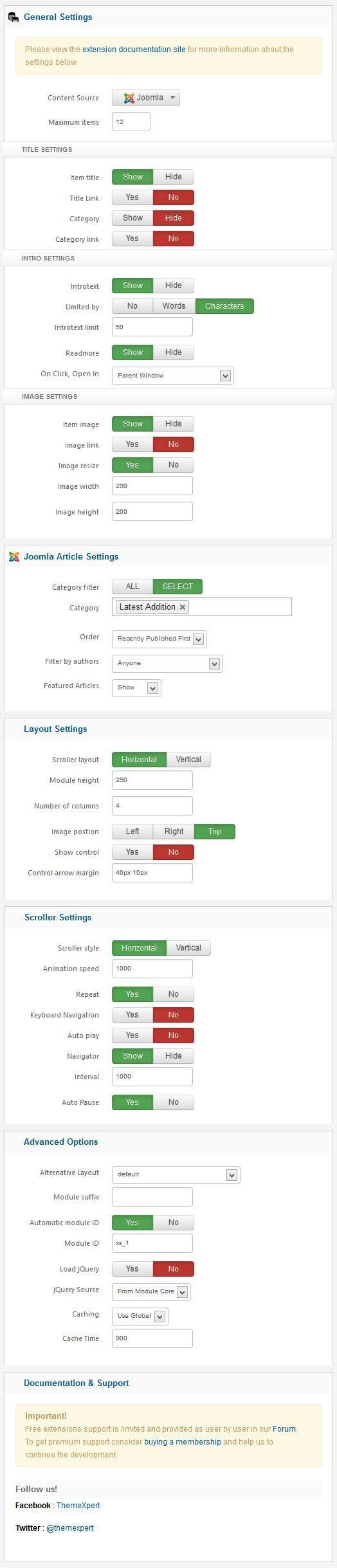 xpert scroller settings