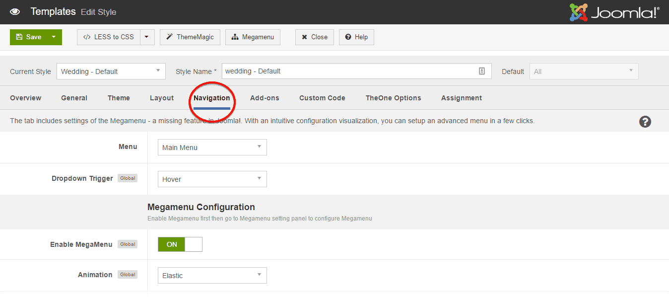 T3 Navigation Settings