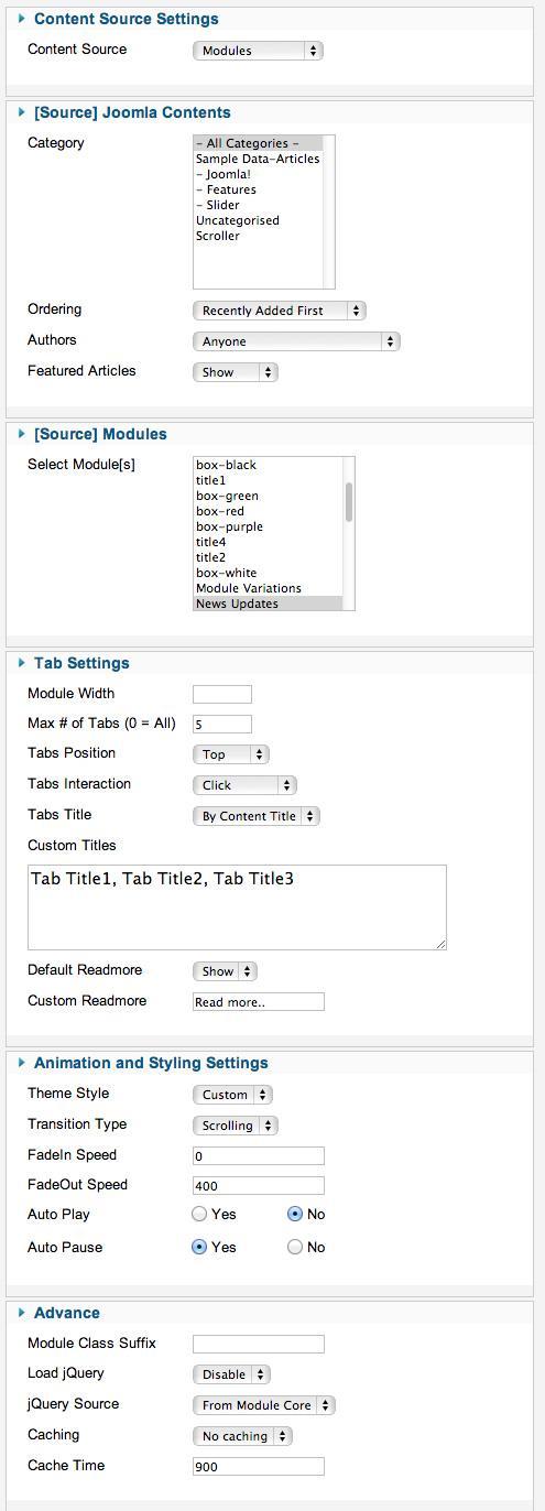 Xpert Tabs settings
