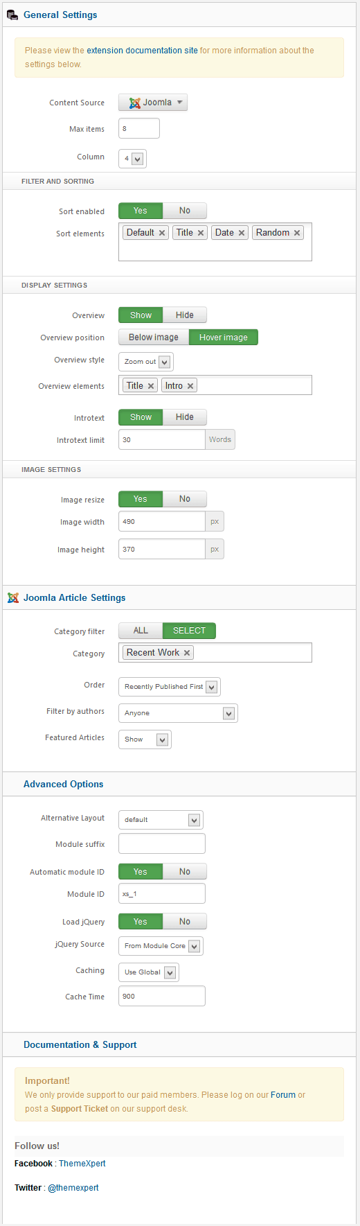Xpert Gallery settings