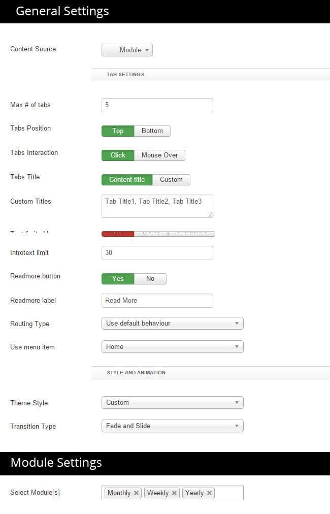 Xpert Tabs settings