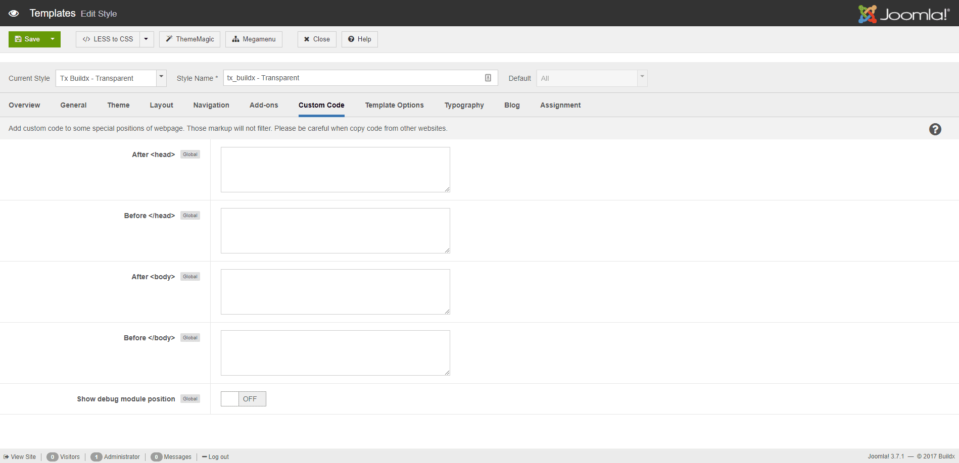 Custom Code Settings