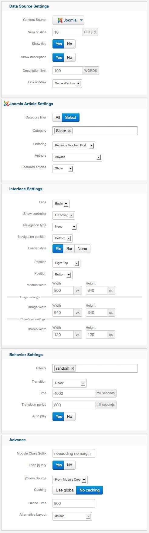 xpert slider settings