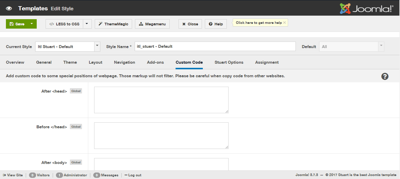 Custom Code Settings