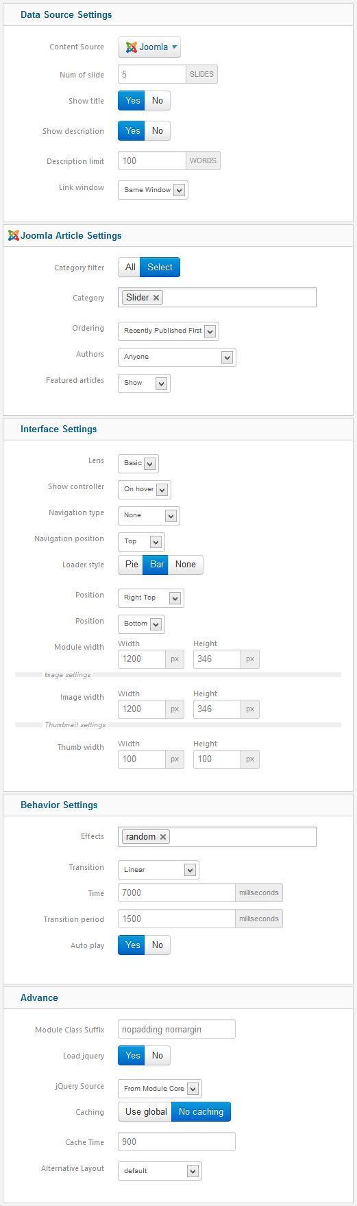 xpert slider settings