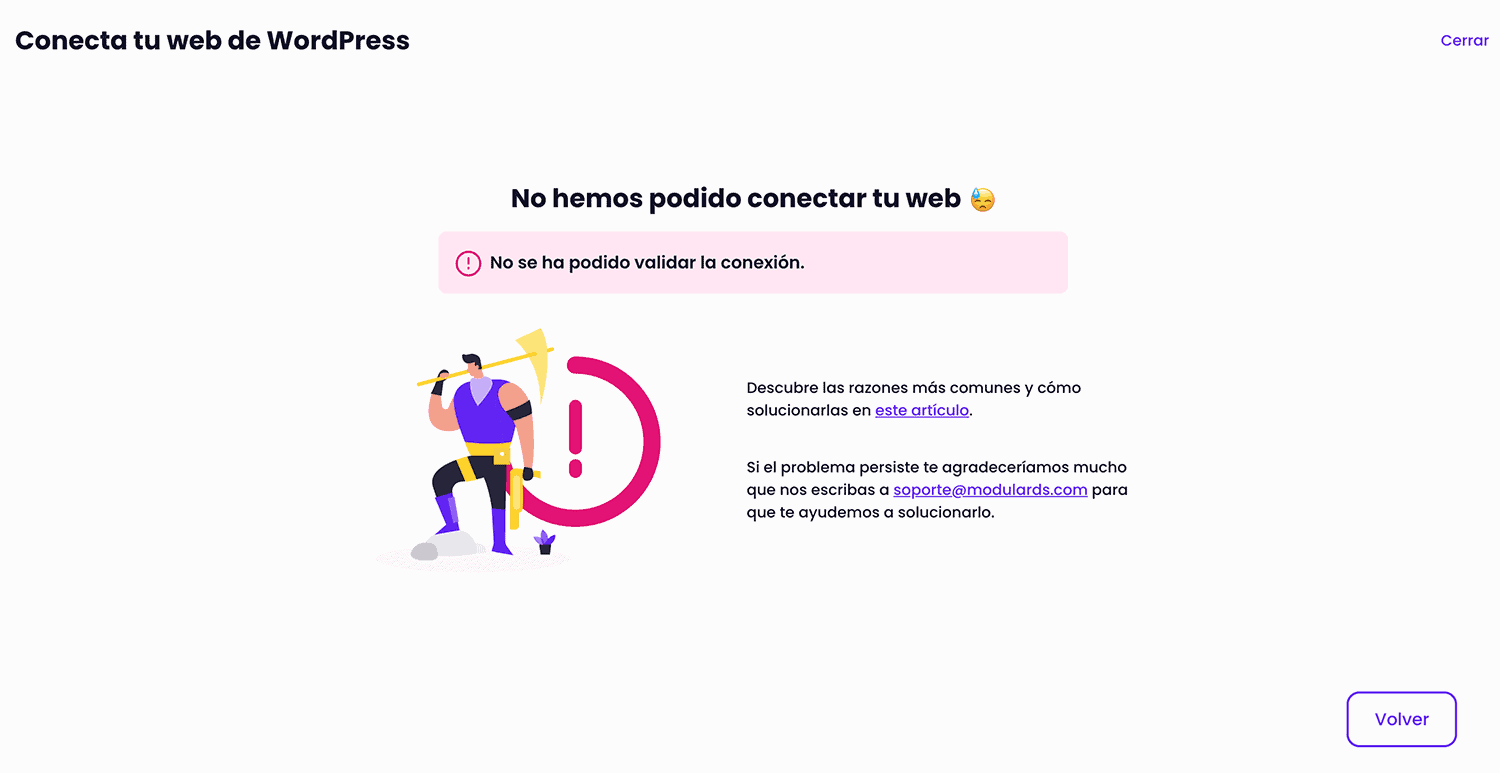 Error al conectar web a Modular