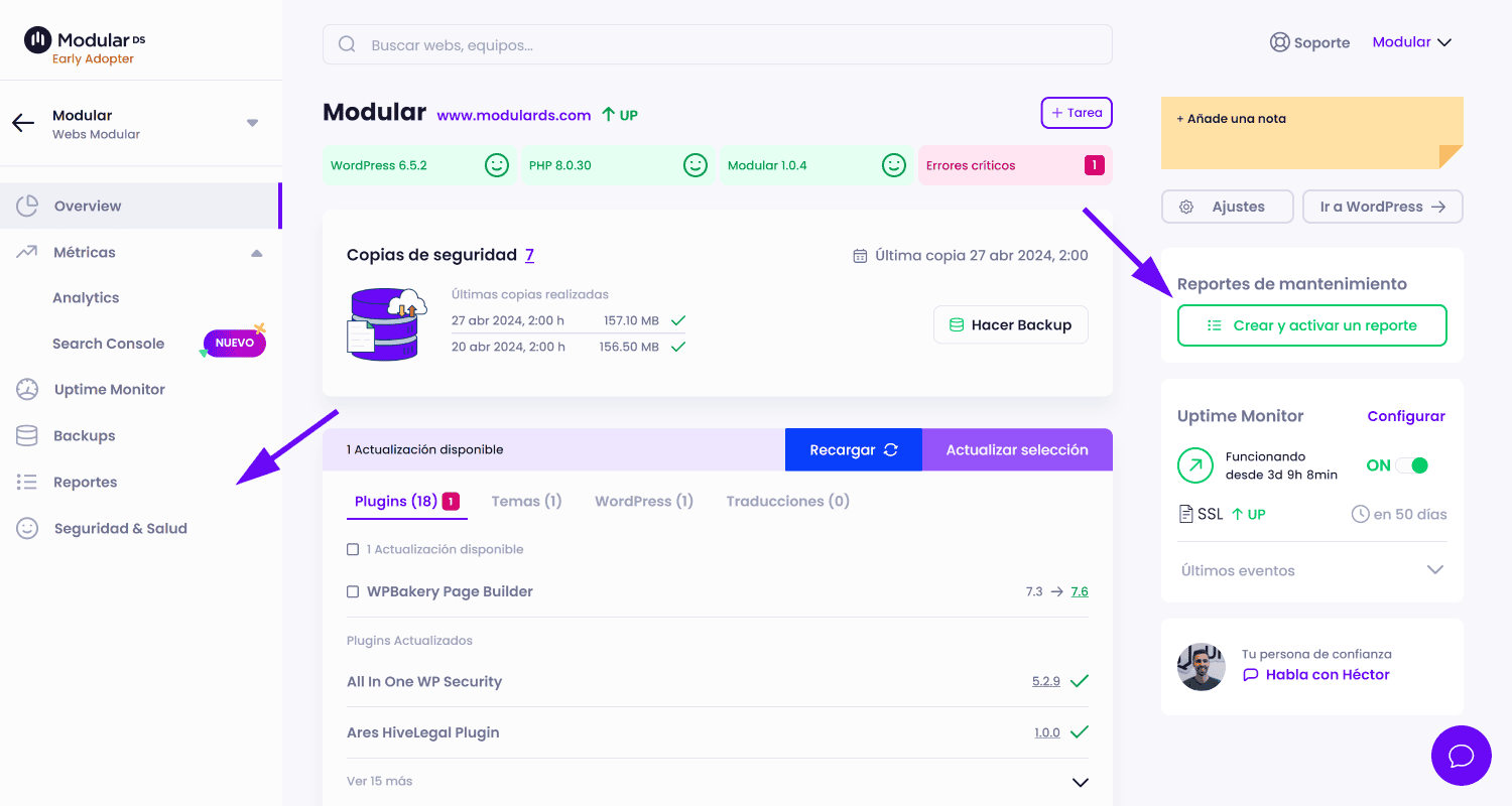 Acceso al módulo de reportes