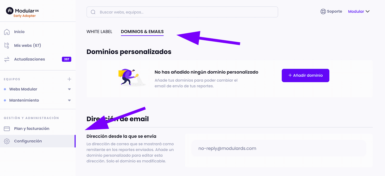 Configuración dominios Modular