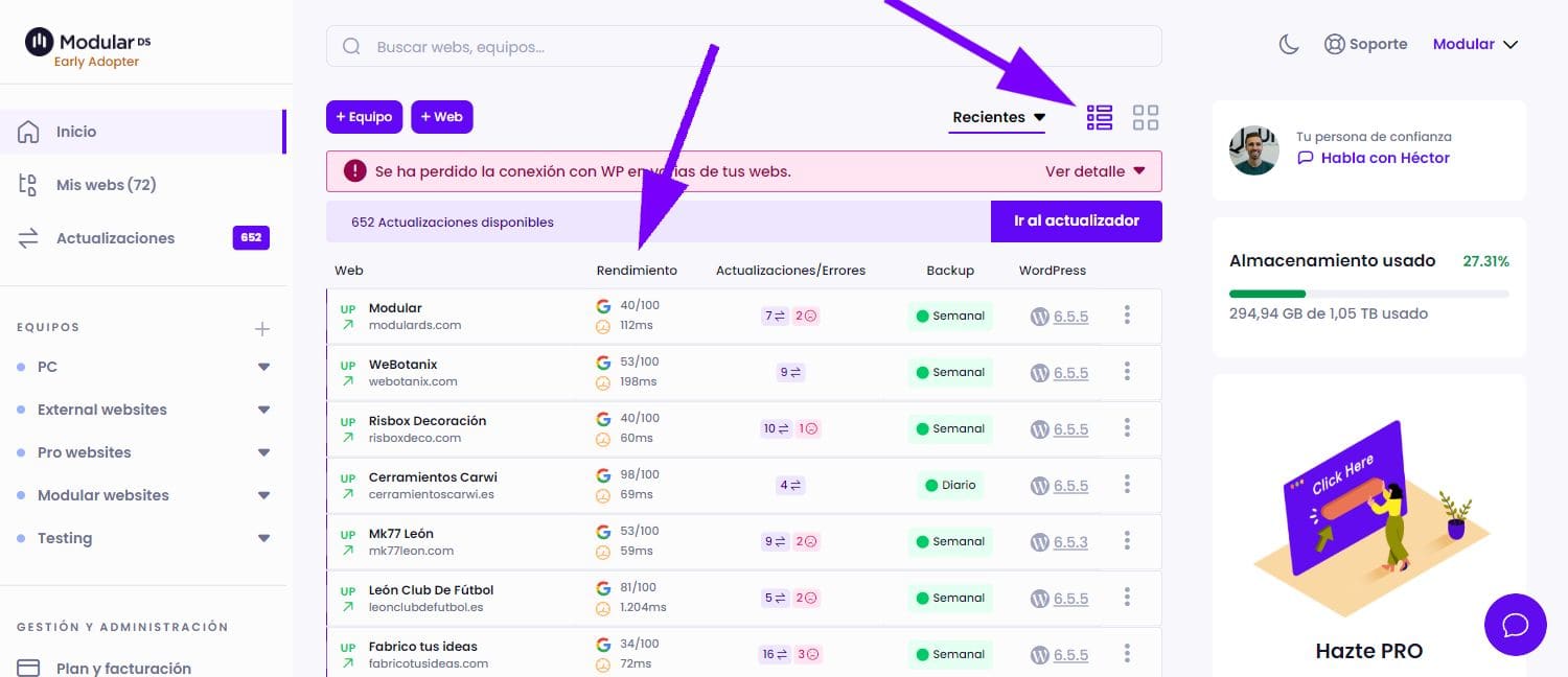 Modular Rendimiento Web