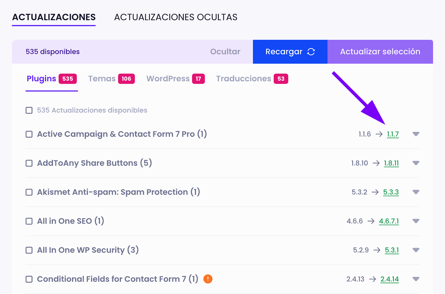 Botón changelog plugin