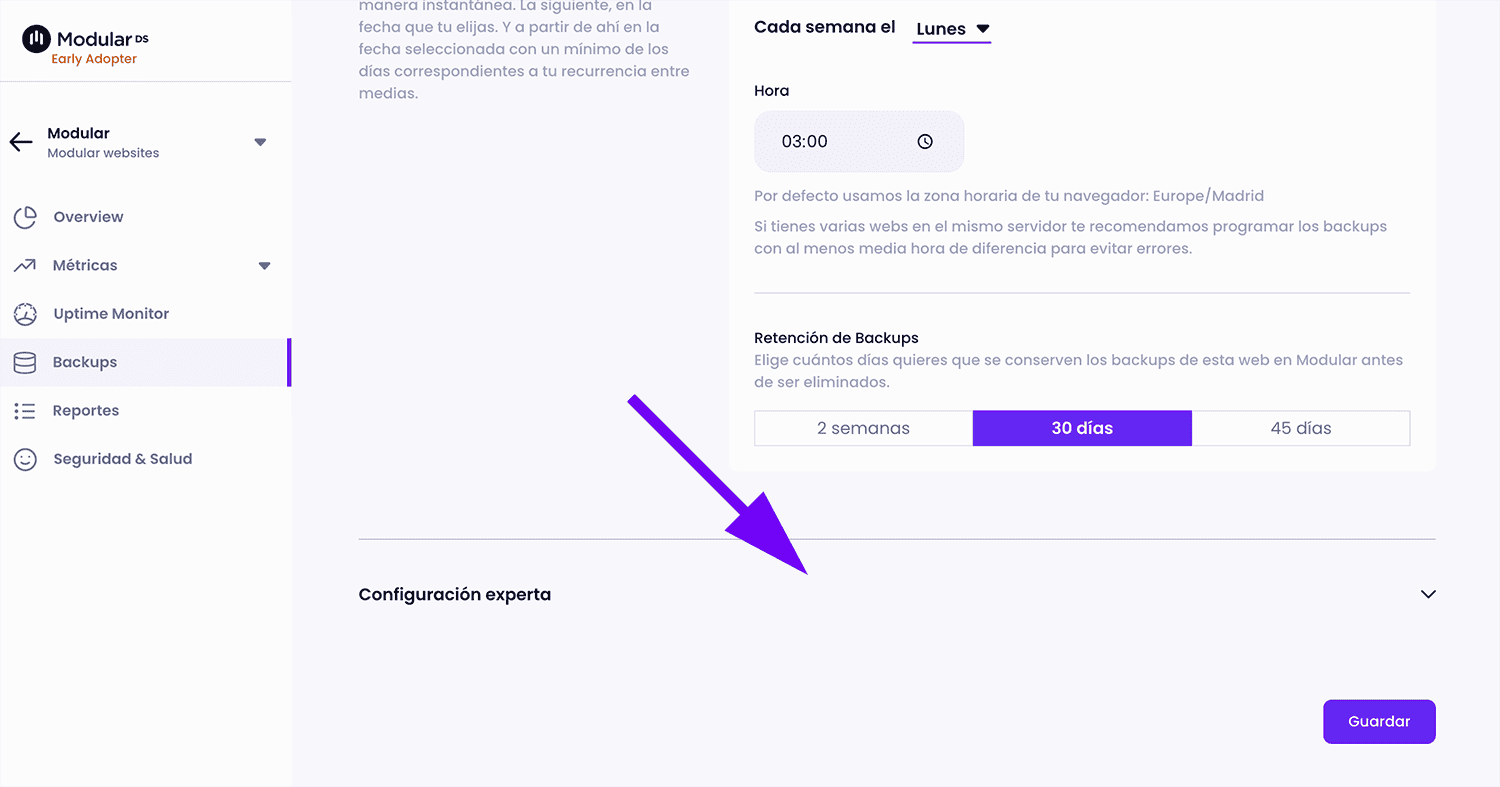 Configuración backups