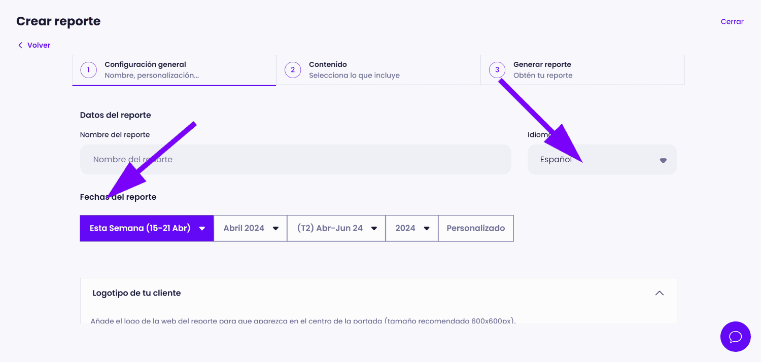 Personalización y configuración de reporte