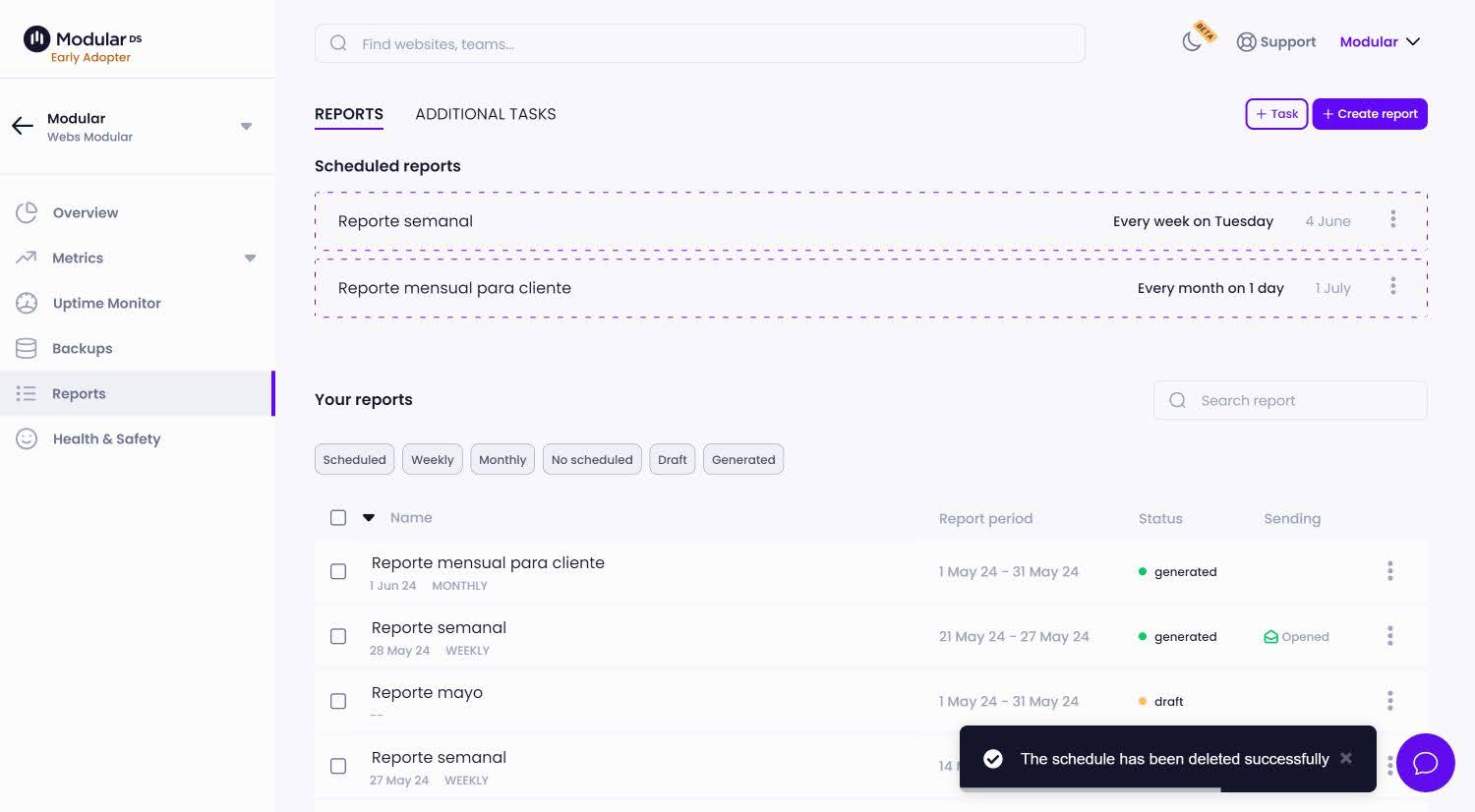 Modular reports