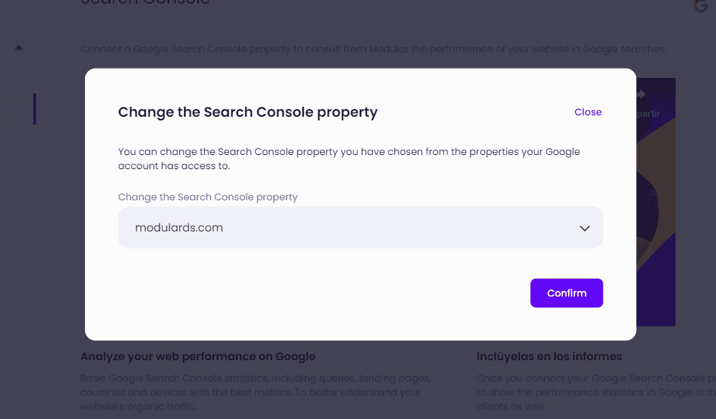 Search Console property