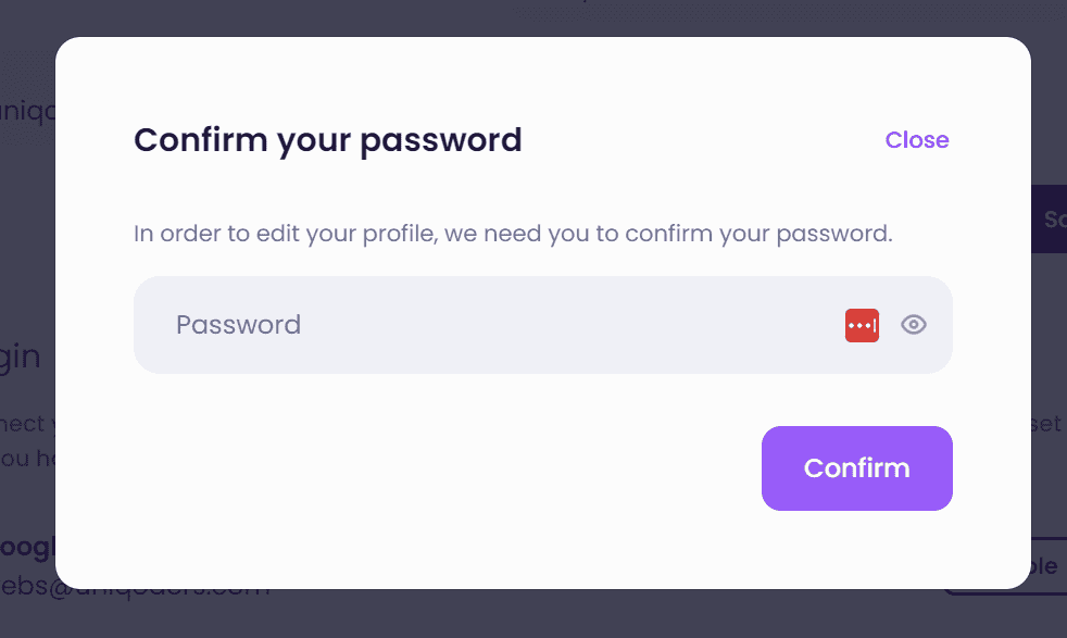 Confirm password