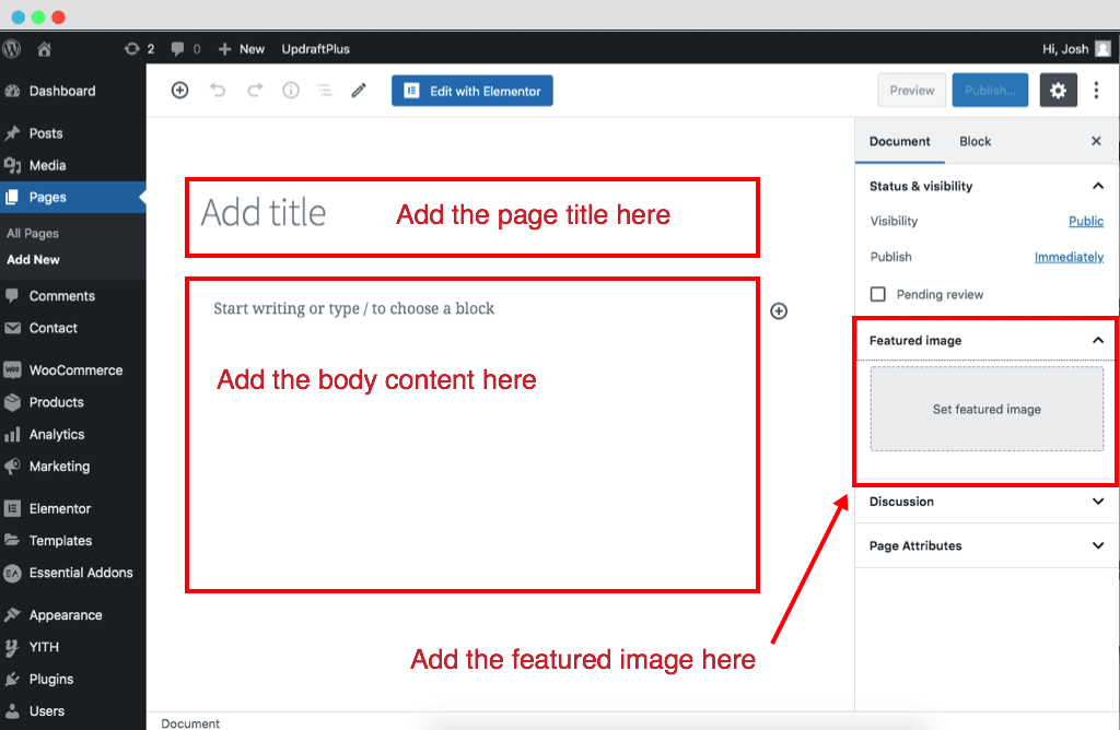 Adding a page in WordPress