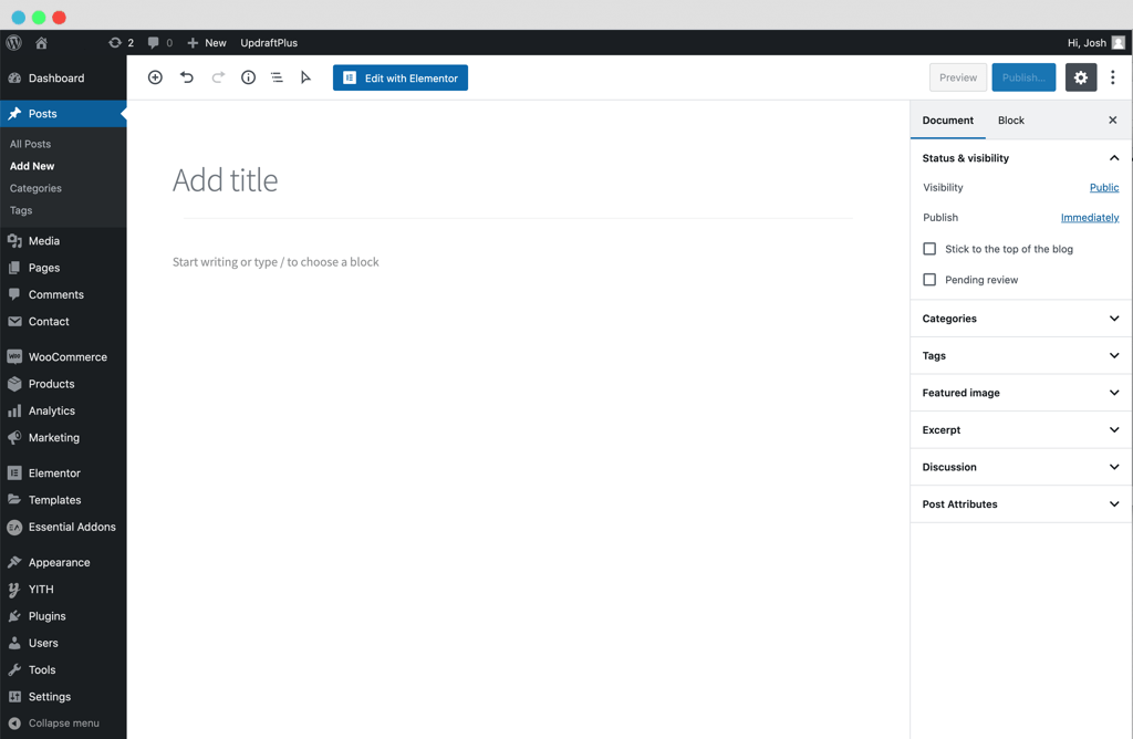WordPress Add New Post