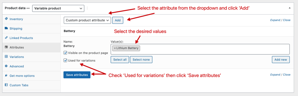 Adding a global attributes to a product in WooCommerce