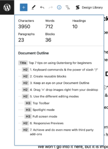 Document Outline in Gutenberg