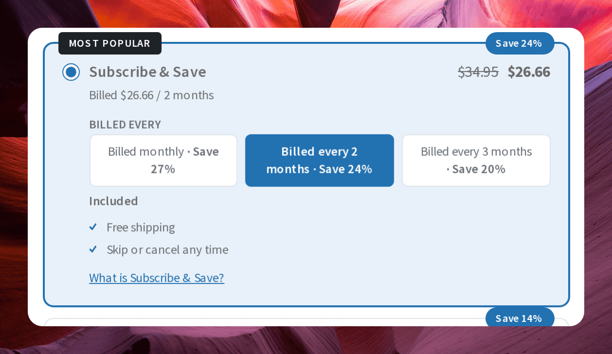 Screenshot of the plan selector with the third duration button selected and the billing note updated to show the 3-month price