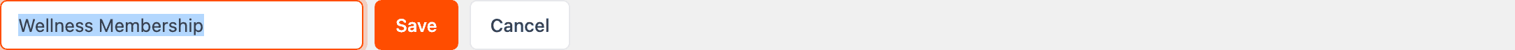 Screenshot of the inline rename field on a plan, with Save and Cancel buttons
