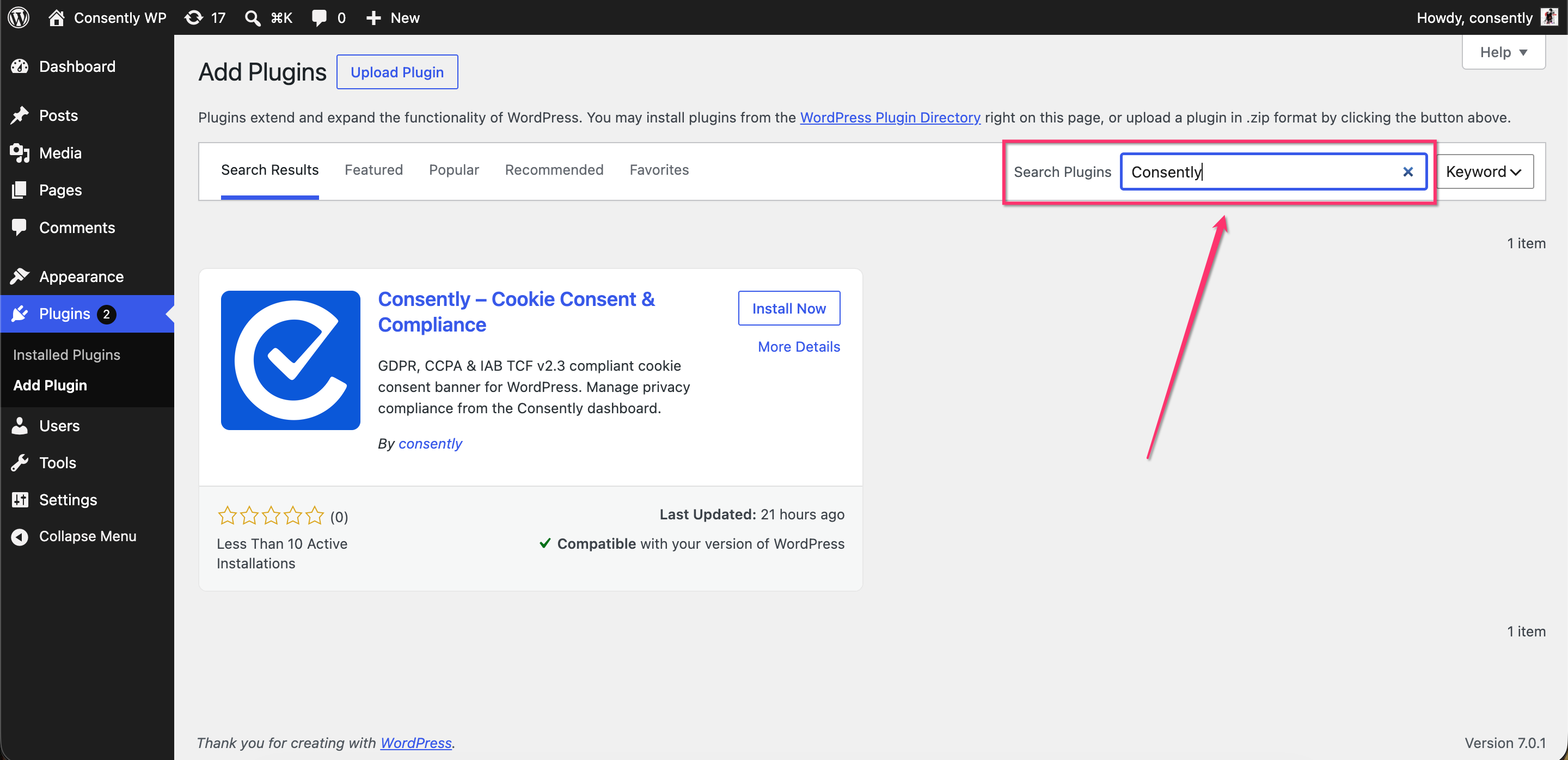 Add Plugins ‹ Consently WP — WordPress 2026-07-14 at 3.12.42 PM.png