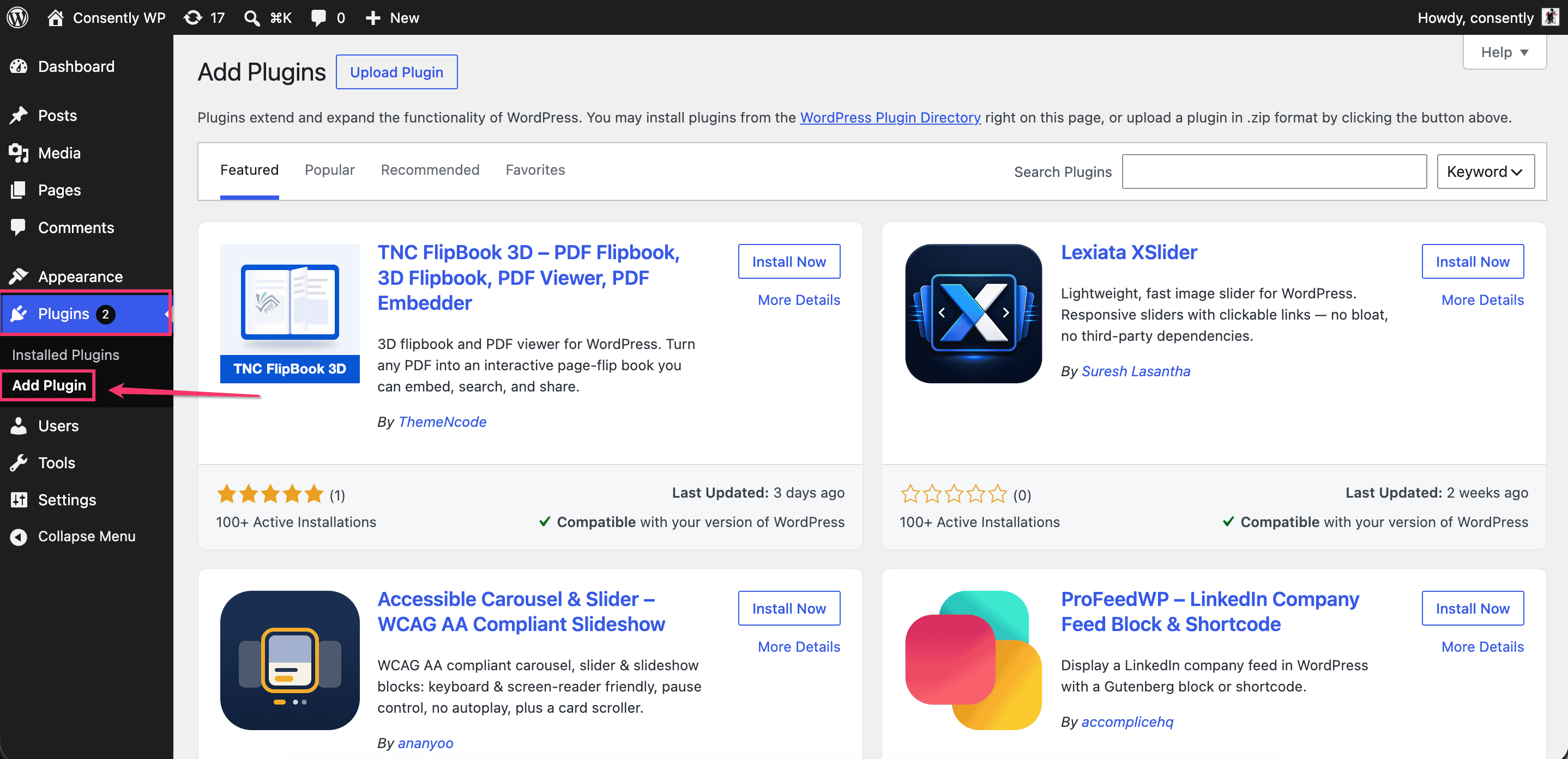 Add Plugins ‹ Consently WP — WordPress 2026-07-14 at 3.11.25 PM.png
